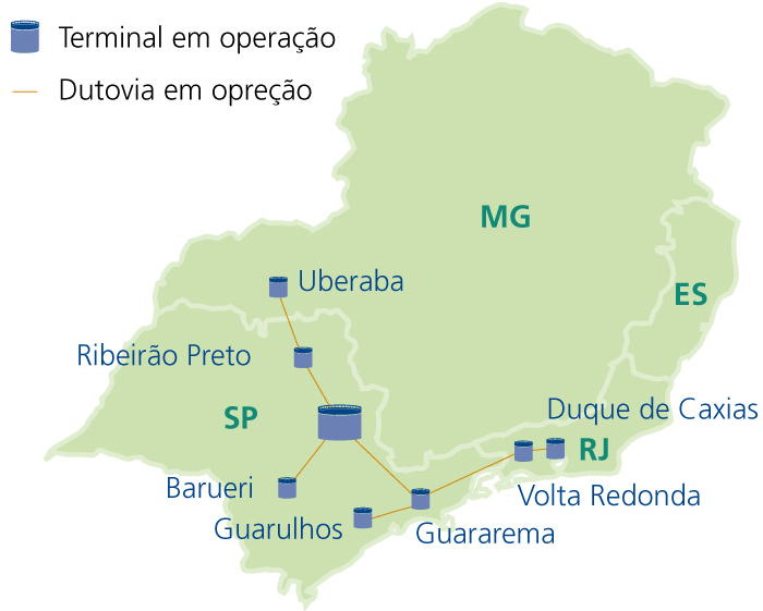 Mapa da região Sudeste do Brasil