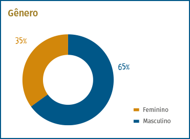 35% mulheres e 65% homens